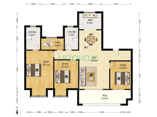 景瑞御府 4室1厅2卫 148平方