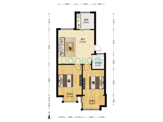 春天故事 2室1厅1卫 69平方