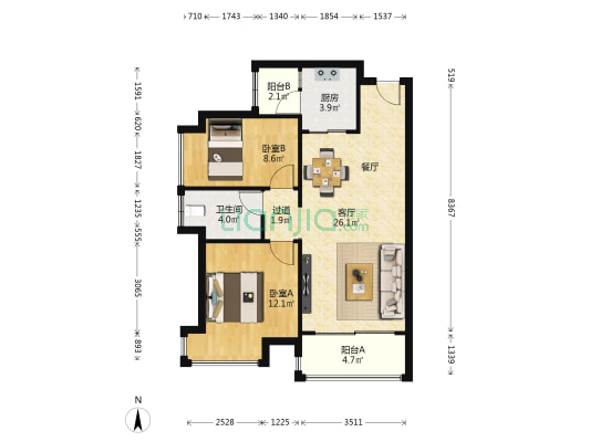 惠景和园 2室1厅1卫 79平方