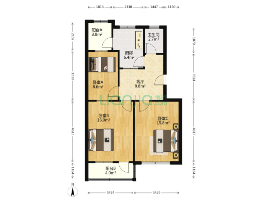 泰山学院傲徕峰路宿舍区 3室1厅1卫 83平方