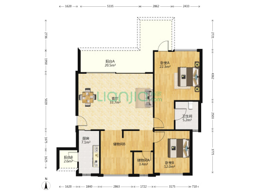 壹江郡三期 2室1厅1卫 124平方