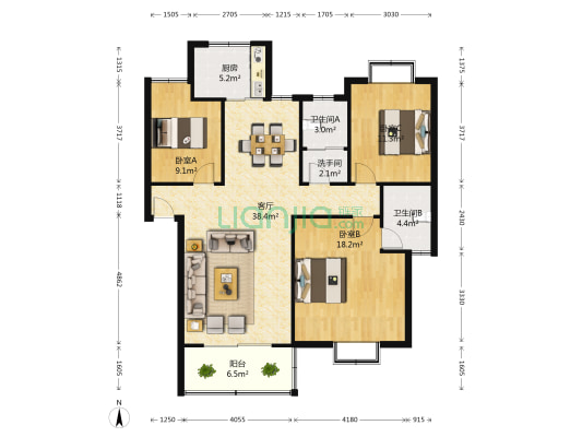 富興景城 3室1厅3卫 110平方