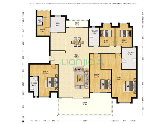碧桂园暨阳府紫宸 5室1厅4卫 270平方