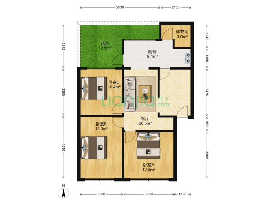 伴山巷3号 3室1厅0卫 84平方