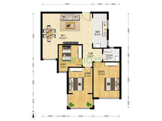 红谷汇景 3室1厅1卫 99平方