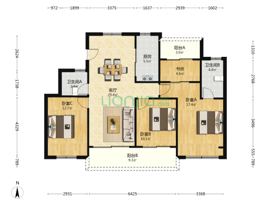 月印万川 4室1厅2卫 111平方