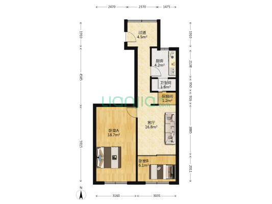 洪楼西路94-1号 2室1厅1卫 61平方