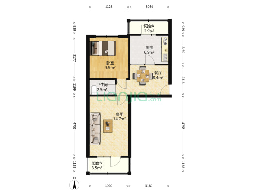兰州运输集团家属院（甘南路/一只船南街） 1室2厅1卫 70平方