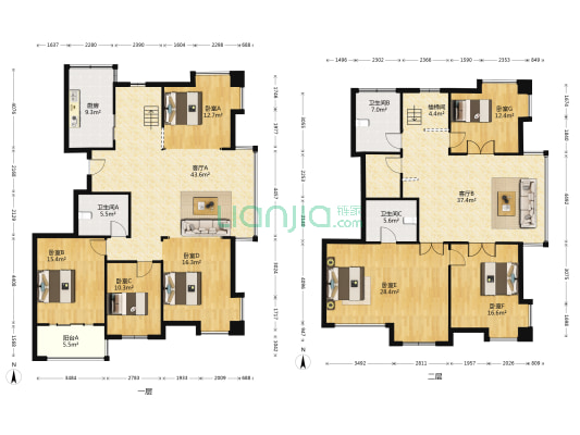 米兰商厦 7室2厅3卫 286平方
