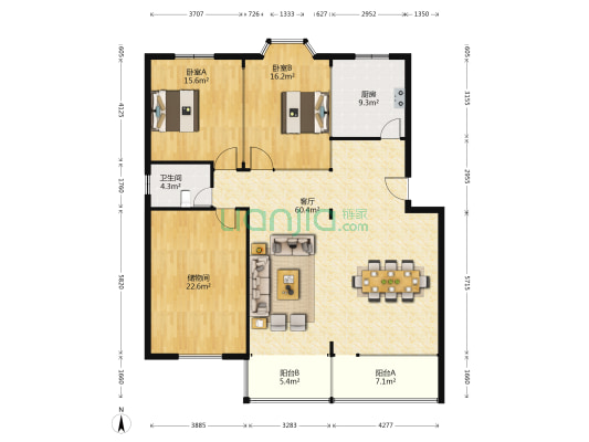 瑞华大厦 2室1厅1卫 170平方