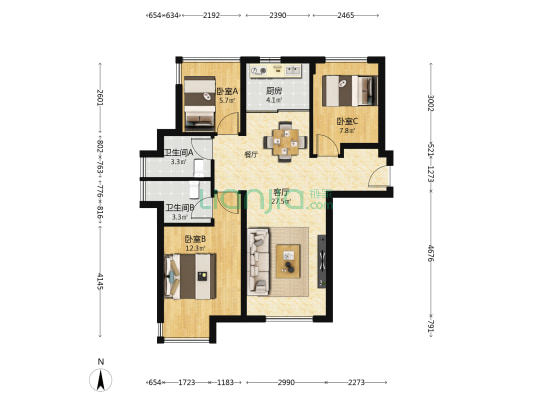 翔安后村TOD璞安 3室1厅2卫 89平方