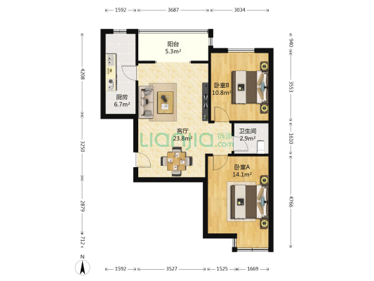颐馨雅苑 2室1厅1卫 88平方