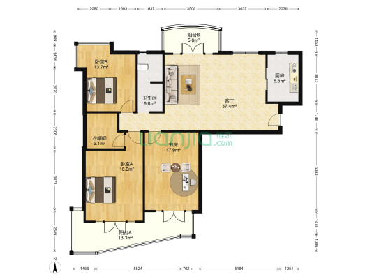 银城东苑东篱苑 3室1厅1卫 142平方