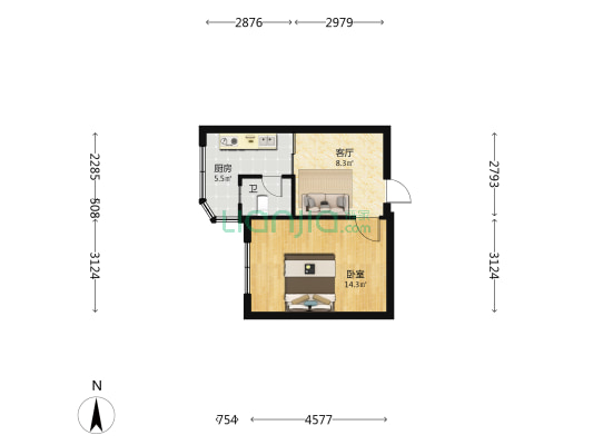 通信小区 1室1厅1卫 37平方
