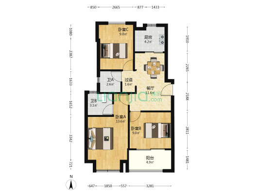 宁波·湖光天樾 3室1厅2卫 75平方