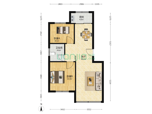 南山城市花园东区 2室1厅1卫 85平方