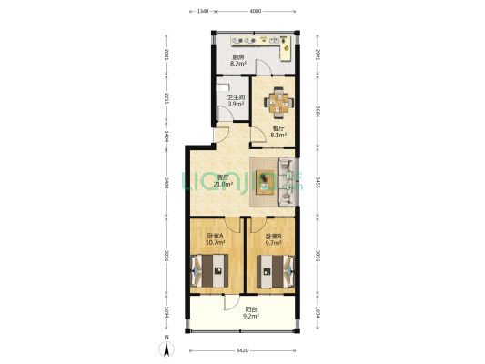 明湖中学宿舍 2室2厅1卫 75平方