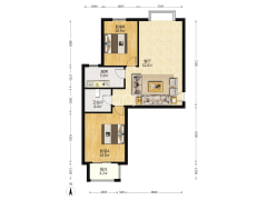 ：南向大两居 毛坯随意装 房本满二 好楼层视野好-涿州翡翠城户型图