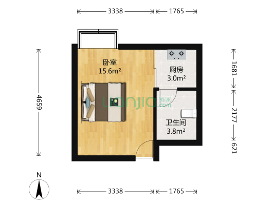 九坤五环华城 1室0厅1卫 29平方