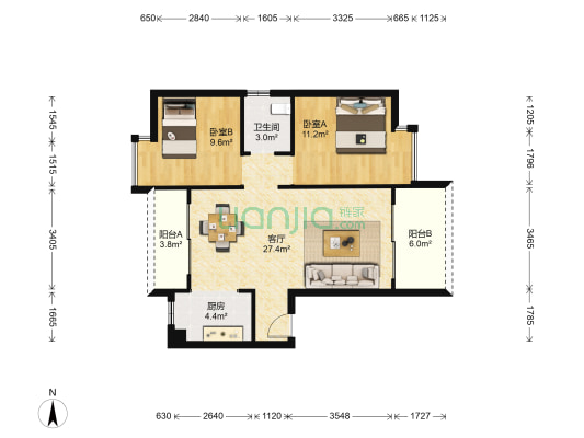 凤凰御景 2室1厅1卫 89平方