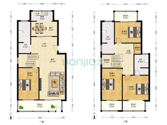 舒馨园 4室2厅3卫 222平方