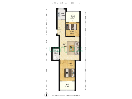 三庆枫润山居 2室1厅1卫 62平方