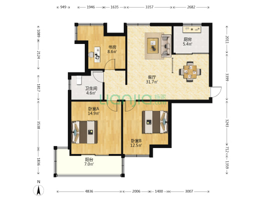 滨江家苑 3室1厅1卫 105平方