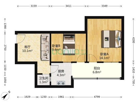 营通街181号 2室1厅1卫 53平方