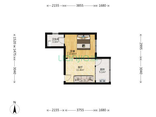 华龙泰汽配小区 1室1厅1卫 40平方