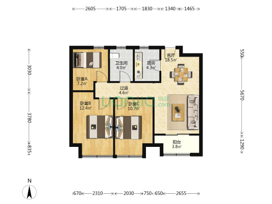 文晖嘉苑 3室1厅1卫 88平方