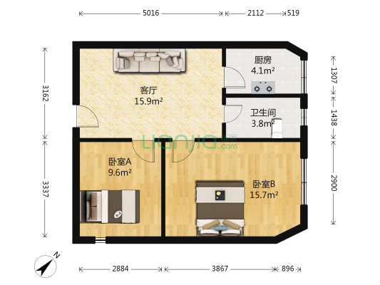 新民街347号居民楼 2室1厅1卫 60平方