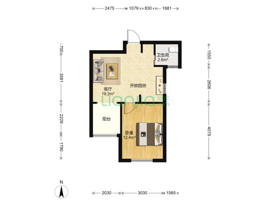 共康雅苑东区 1室1厅1卫 46平方