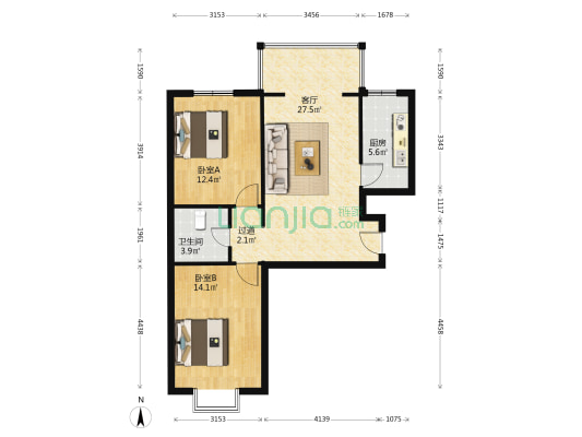 雅馨佳园 2室1厅1卫 94平方