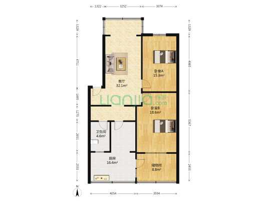 玉虹巷1号 2室1厅1卫 87平方