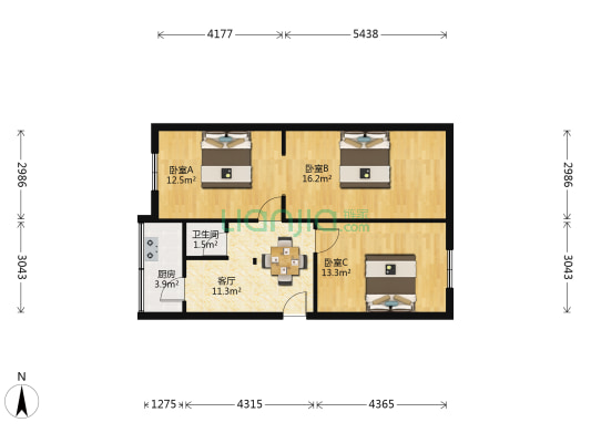 棉一小区 3室1厅1卫 74平方