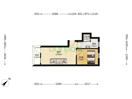 东郊市场 1室1厅1卫 37平方