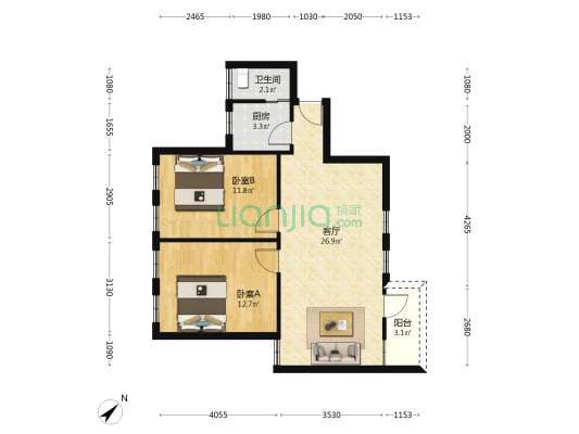 花地大道北 2室1厅1卫 74平方