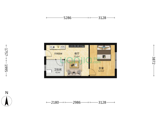 万洲大都汇 1室1厅1卫 41平方