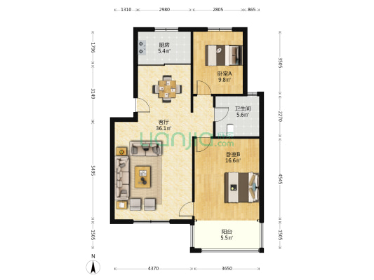 凤凰花苑 2室1厅1卫 97平方