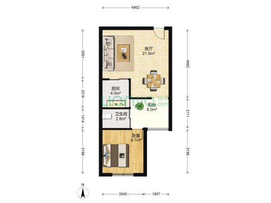 长城汇 1室1厅1卫 58平方