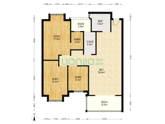 恒盛家园 3室1厅1卫 120平方
