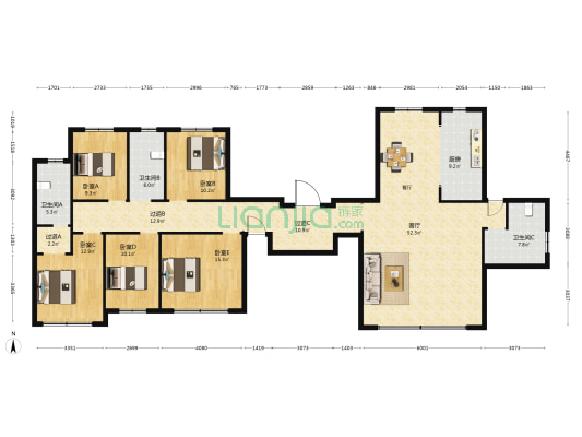 华邦翰林苑南苑 5室1厅3卫 231平方
