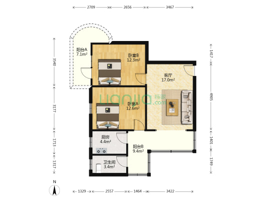 金彭中路115号大院 2室1厅1卫 71平方