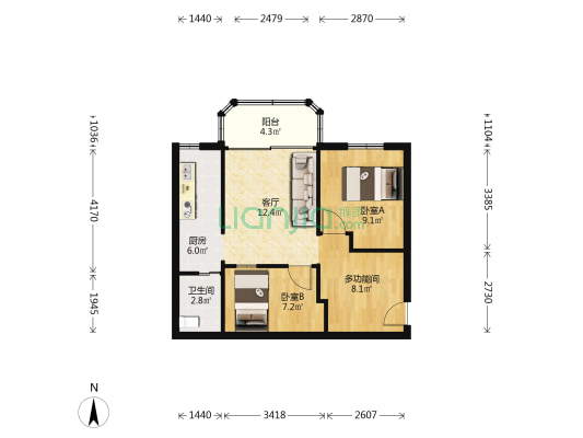 建雅居 3室1厅1卫 65平方