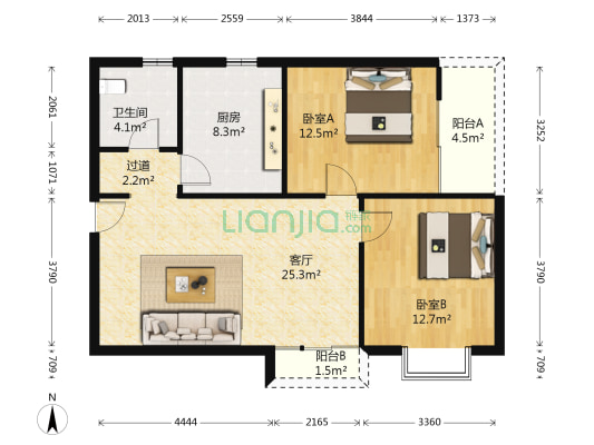 金色年代 2室1厅1卫 84平方