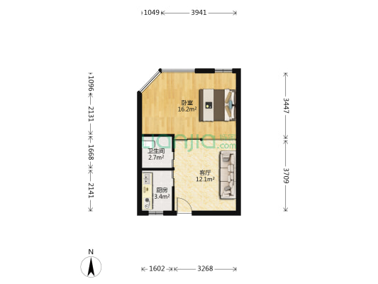 昌蓉大厦 1室1厅1卫 47平方