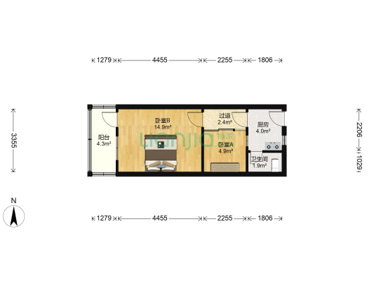 上焦营巷 2室0厅1卫 39平方