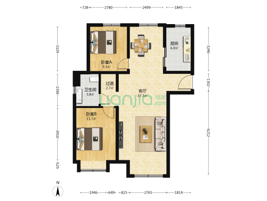 康营家园四期C区 2室1厅1卫 112平方