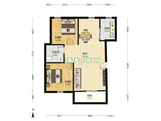 红树湾小区 2室1厅1卫 82平方