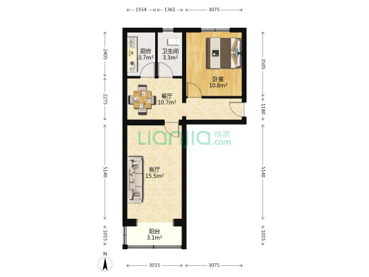 沙河一通小区 1室2厅1卫 65平方